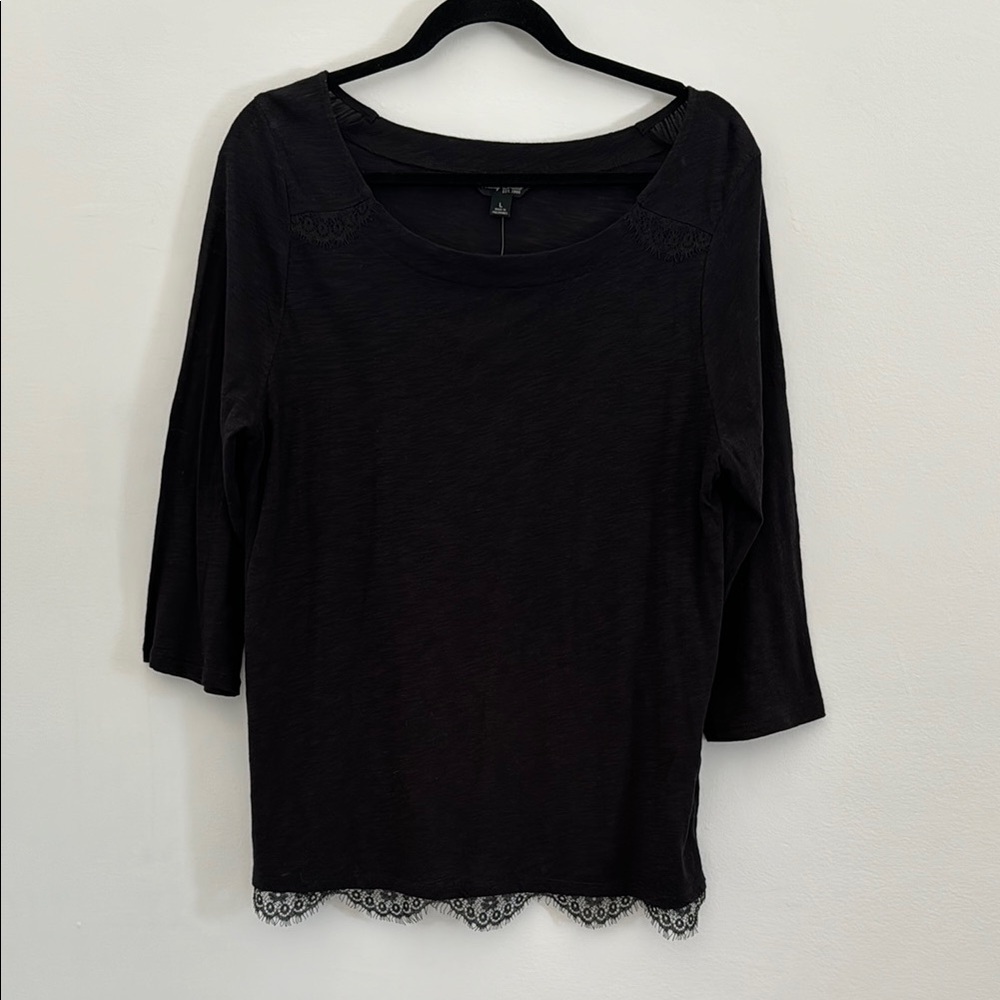 Lucky Brand Black Top with Lace Details